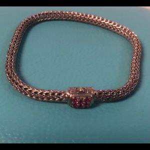 John Hardy Class Chain Bracelet with Pink Spinal